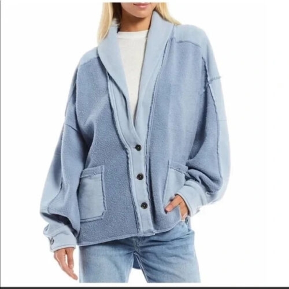 Free People Blue Oversized Jacket